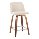 Toriano - Mid Century Modern Fixed Height Counter Stool With Swivel And Square Footrest (Set of 2) - Furniture Home Direct