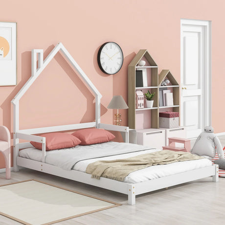 House-Shaped Headboard Bed With Handrails, Slats - Furniture Home Direct