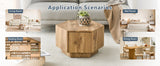 Coffee Table Hexagonal Drawer Unit Sleek Natural Wood - Furniture Home Direct