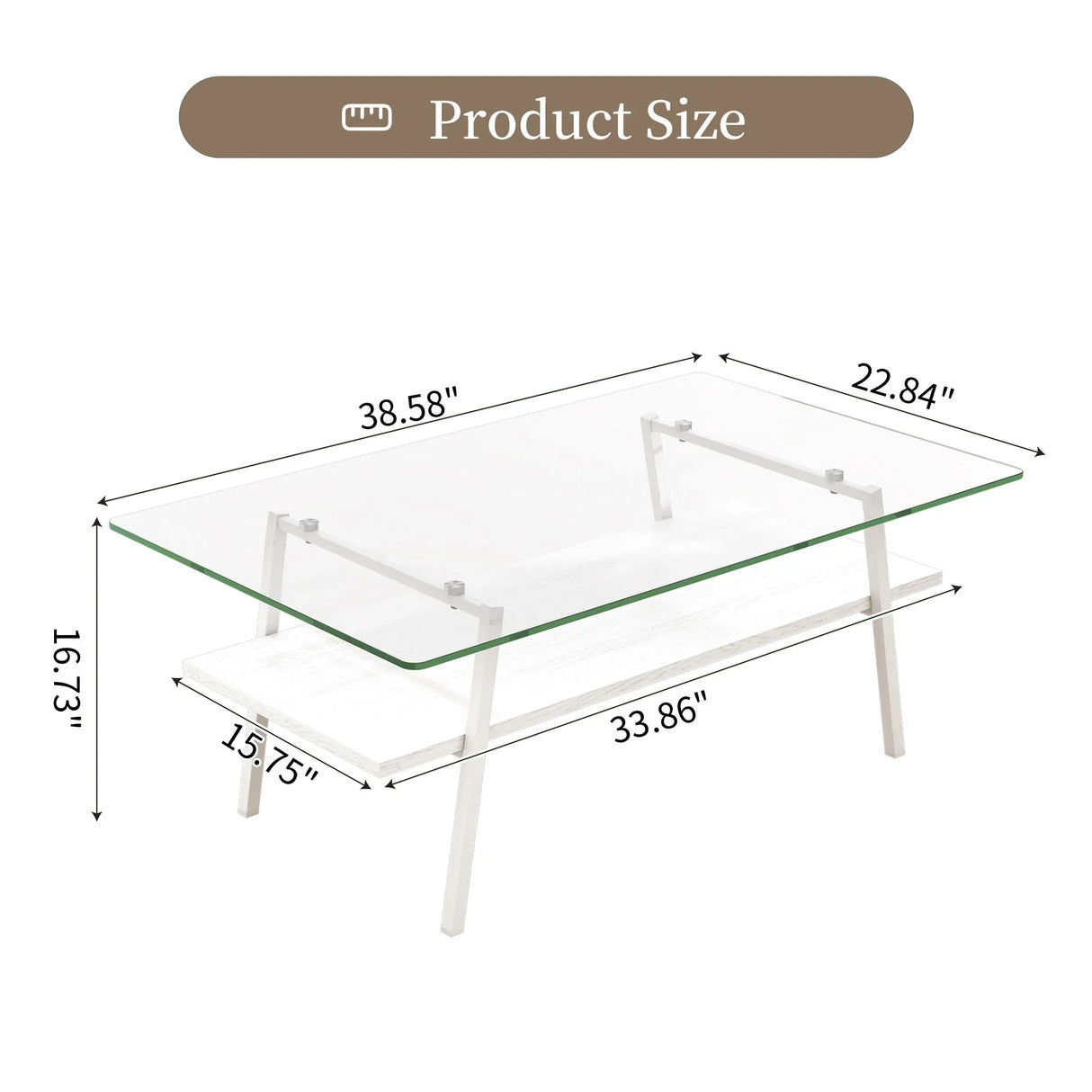 Rectangle Coffee Table, Tempered Glass Tabletop With Metal Legs, Modern Table For Living Room - Furniture Home Direct