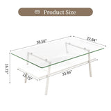 Rectangle Coffee Table, Tempered Glass Tabletop With Metal Legs, Modern Table For Living Room - Furniture Home Direct