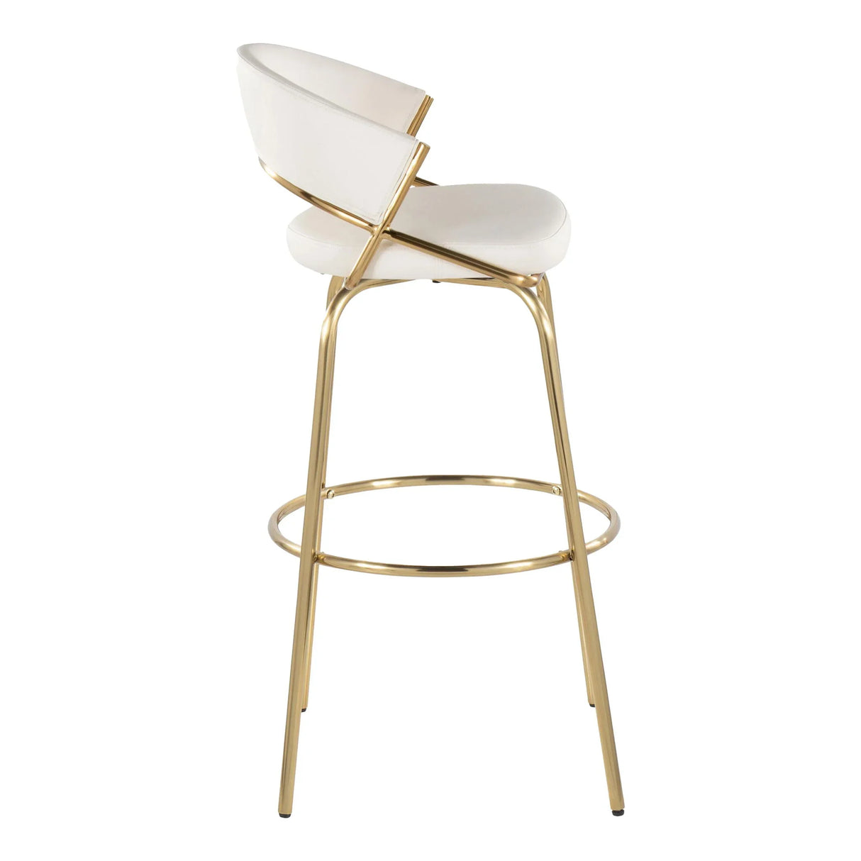 Jie - Fixed Height Contemporary Barstool With Swivel With Round Footrest (Set of 2) - Furniture Home Direct