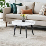 Elegant White Marble Round Coffee Table - Furniture Home Direct