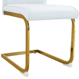 Dining Chairs Gold Frame Upholstered Set of 4 White - Furniture Home Direct