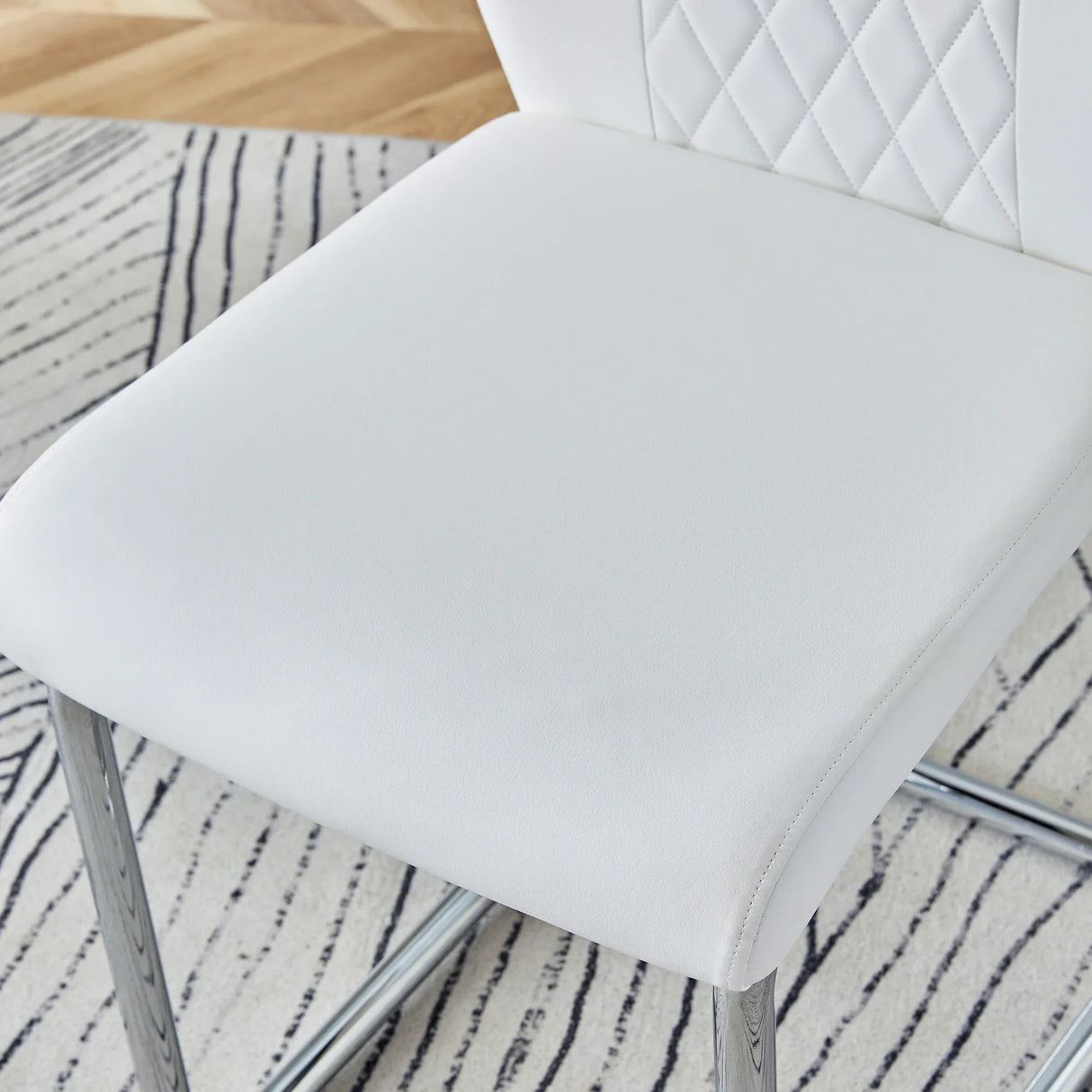 Dining Set Marble Pattern Table With White Chairs White - Furniture Home Direct