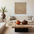 Floral Hand Carved Mandala Square Wall Decor With Spiritual Symbolism - Gold / White - Furniture Home Direct