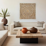 Floral Hand Carved Mandala Square Wall Decor With Spiritual Symbolism - Gold / White - Furniture Home Direct