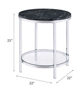 Virlana - Faux Marble Top End Table - Black / Chrome - Furniture Home Direct