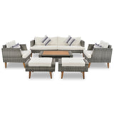 6 Pieces All Weather Sofa Set, Outdoor Rattan Sofa With Double Cushions - Furniture Home Direct
