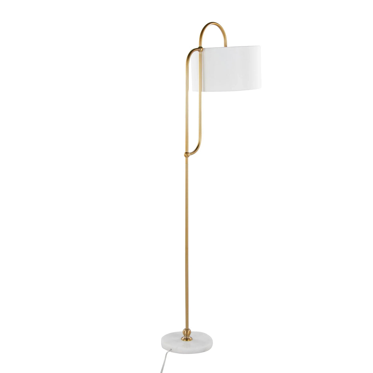Leslie - Glam / Art Deco Floor Lamp - Gold / White - Furniture Home Direct
