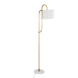 Leslie - Glam / Art Deco Floor Lamp - Gold / White - Furniture Home Direct