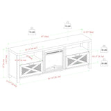 Industrial Farmhouse Metal Mesh Drop Down X Door Fireplace TV Stand - Furniture Home Direct