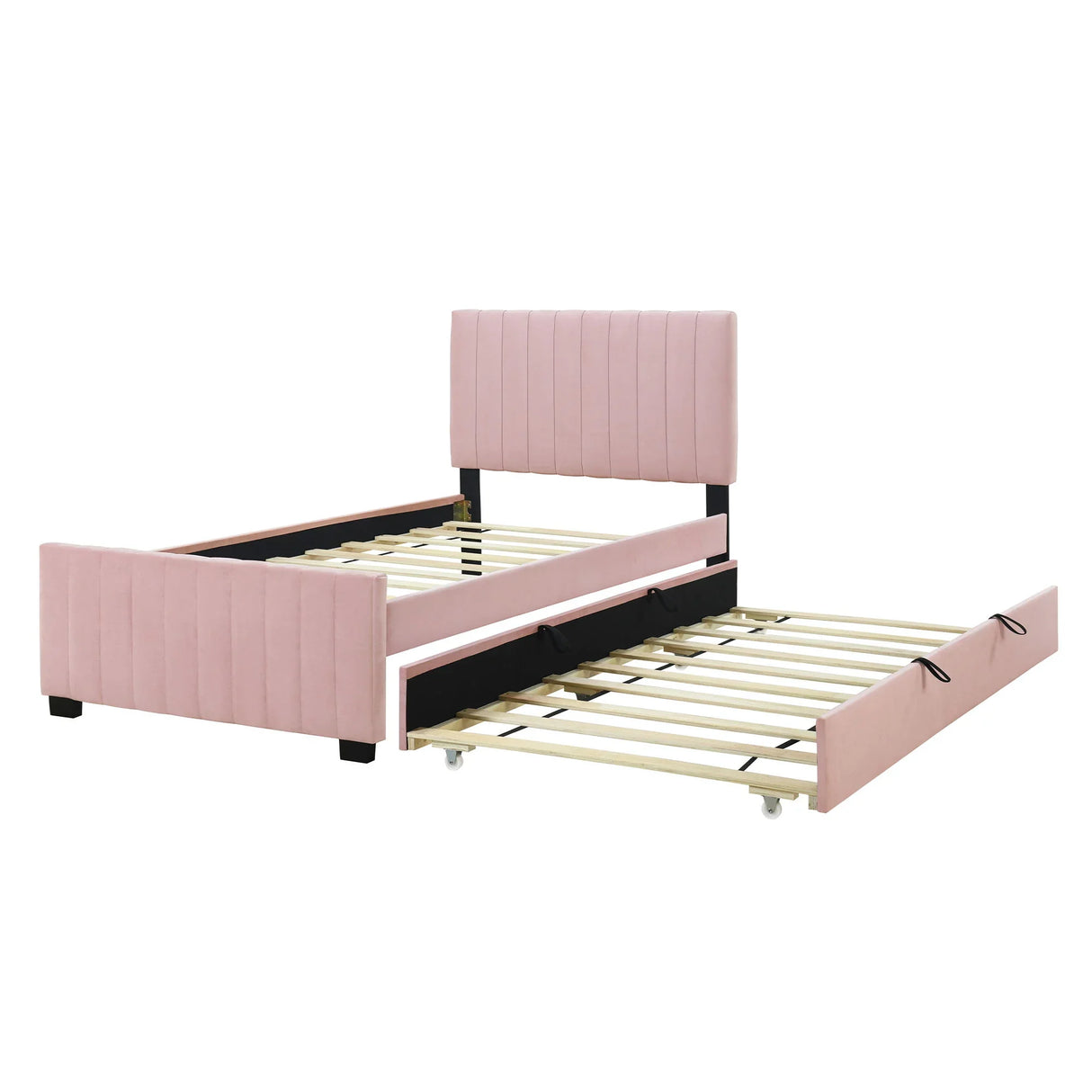 Upholstered Design Platform Bed With Trundle - Furniture Home Direct