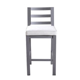 Outdoor Armless Aluminum Barstools With Cushion (Set of 2) - Pewter - Furniture Home Direct