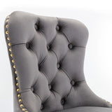 Counter Stools Tufted Velvet Back Swivel Gold Base Gray - Furniture Home Direct