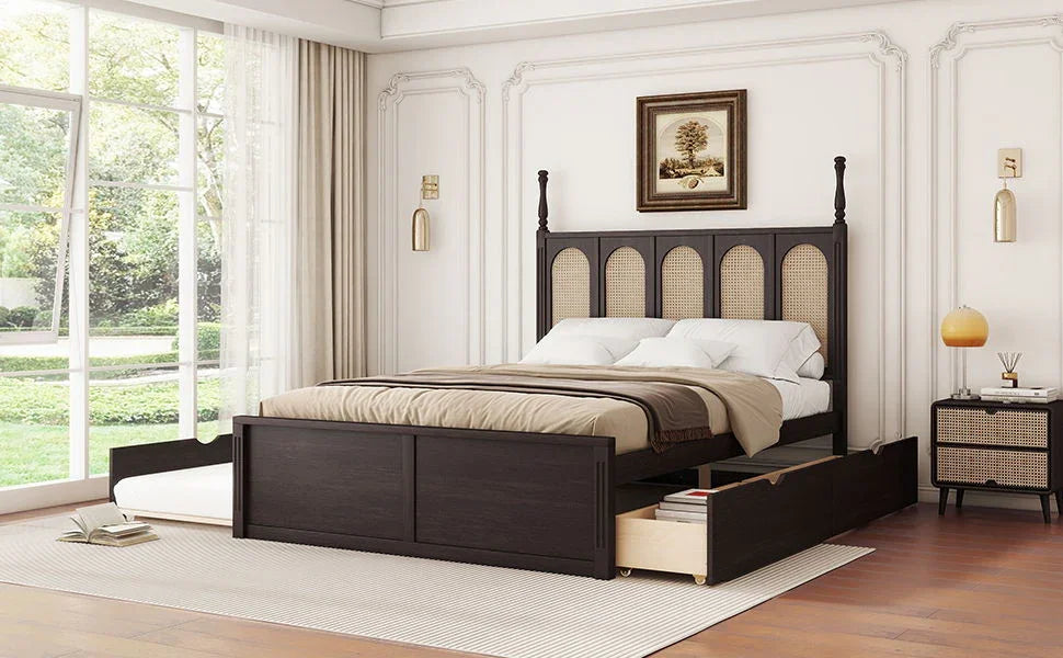Platform Bed With With 2 Big Drawers With Trundle - Furniture Home Direct