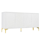 Modern 4 Door Sideboard With Creative Carved Surface And Adjustable Shelves - Furniture Home Direct