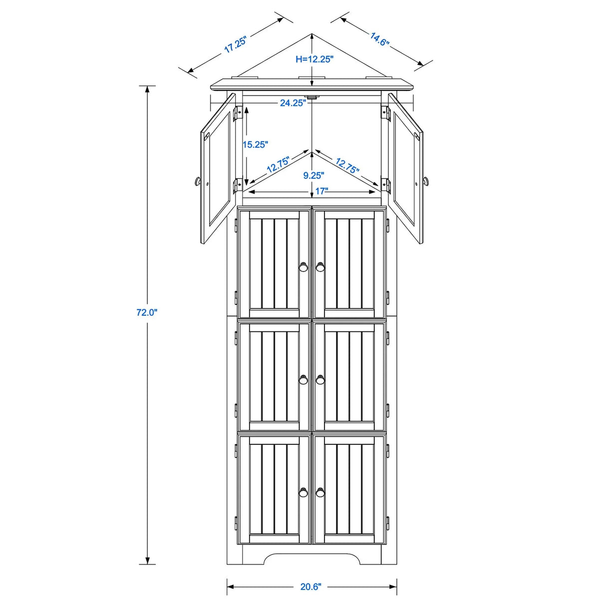 Tall Storage Cabinet With Doors And 4 Shelves For Living Room, Kitchen, Office, Bedroom, Bathroom, Modern - Furniture Home Direct