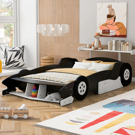 Race Car-Shaped Platform Bed With Wheels - Furniture Home Direct