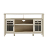 Transitional 2 Door Sideboard With Windowpane Design - Ivory Oak - Furniture Home Direct