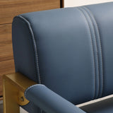Modern Upholstery Accent Loveseat Sofa For Living Room 2 Seater With Golden Metal Arms - Furniture Home Direct
