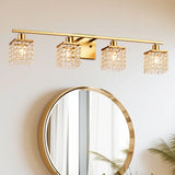 4 Light Bathroom Light, Modern Vanity Lights With Crystal Shade, Vintage Light Fixture Bathroom Over Mirror Wall Lights For Kitchen Dinning Room Bedroom Hallway (Does Not Include Light Bulbs) - Gold