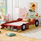 Race Car-Shaped Platform Bed With Wheels - Furniture Home Direct