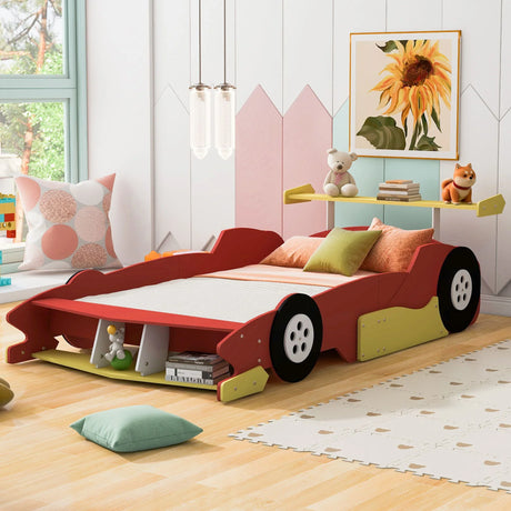 Race Car-Shaped Platform Bed With Wheels - Furniture Home Direct