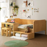 Daybed With Storage Shelves And Lockers, Multi Functional Bed With Study Desk And Matching Stool - Furniture Home Direct