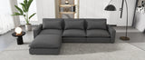Chenille Cloud Sectional with Ottoman, Charging Ports and Three Back Pillows - Grey - Furniture Home Direct