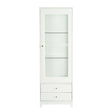 Modern Upholstered Glass Display Cabinet With Adjustable LED Light - White - Furniture Home Direct