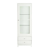 Modern Upholstered Glass Display Cabinet With Adjustable LED Light - White - Furniture Home Direct