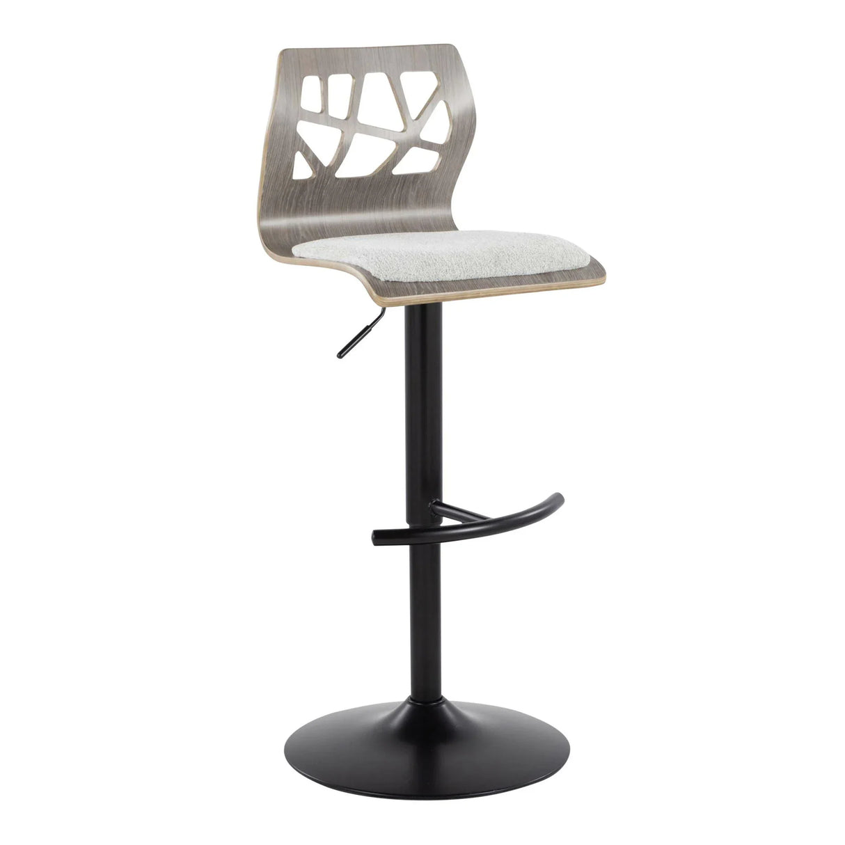 Folia - Contemporary Adjustable Barstool With Swivel With Rounded T Footrest (Set of 2) - Furniture Home Direct