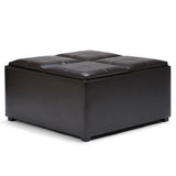 Avalon - Square Coffee Table Storage Ottoman - Tanners Brown - Furniture Home Direct