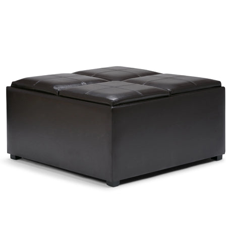 Avalon - Square Coffee Table Storage Ottoman - Tanners Brown - Furniture Home Direct