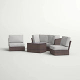 Comfortable Modern Patio Rattan Sectional Set With Cushions - Furniture Home Direct
