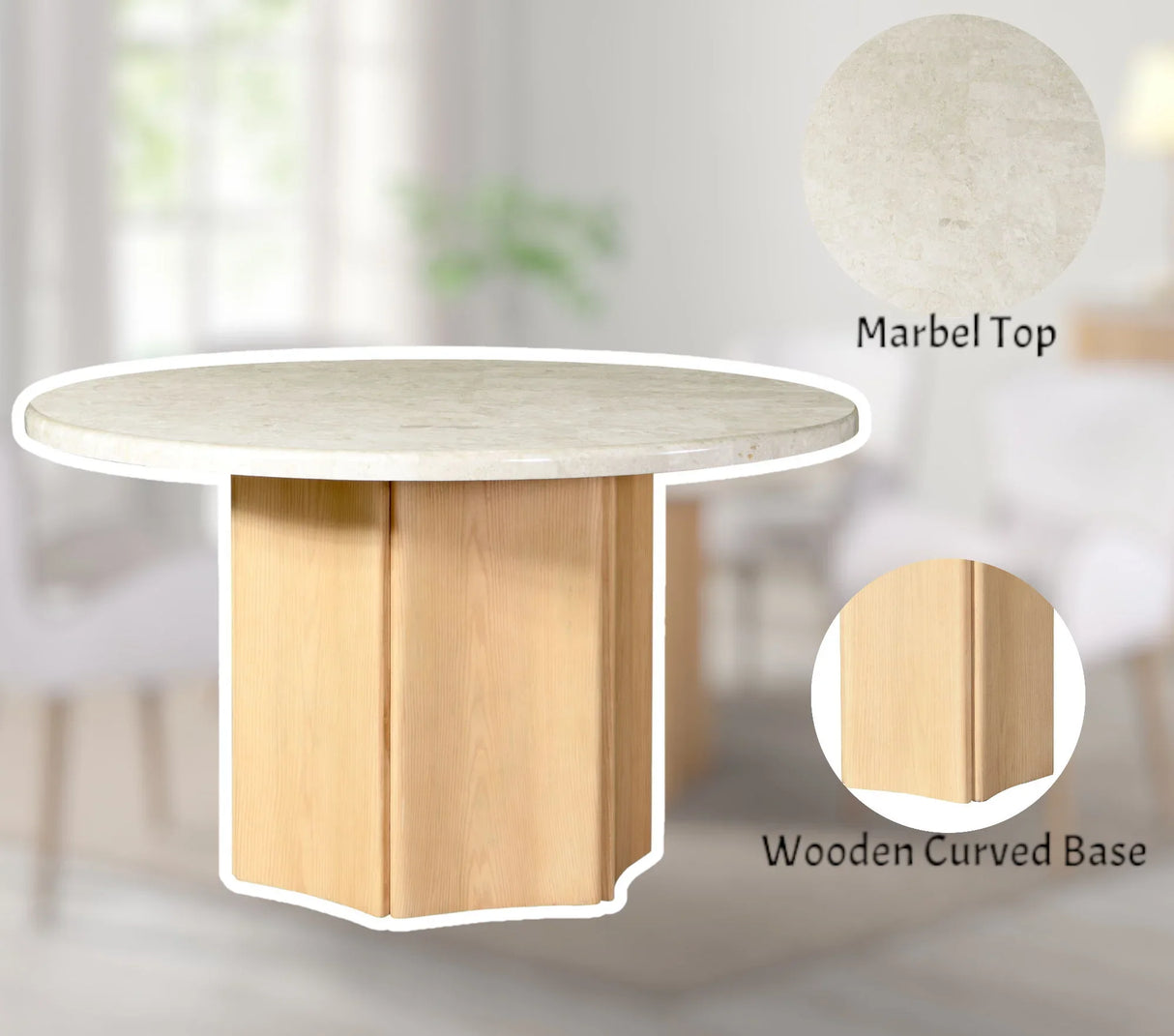 Qwin - Marble Top Round Dining Table - Natural - Furniture Home Direct