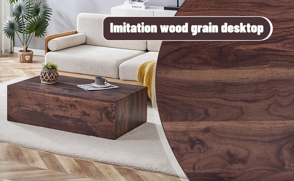 Coffee Table Modern Wood Grain Rectangular Finish Walnut - Furniture Home Direct