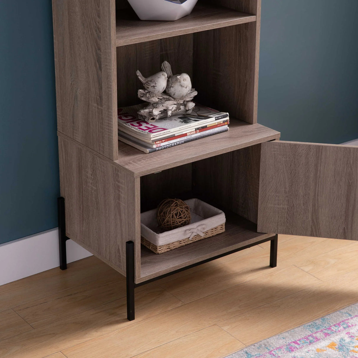 Bakers Rack, Kitchen Display Storage Cabinet - Dark Taupe - Furniture Home Direct