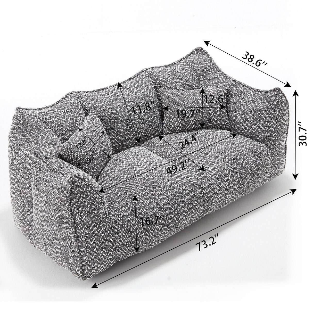 Comfortable Dual Beanbag Chair With High Resilience Foam Core For 2 People - Furniture Home Direct