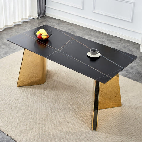 Dining Table Black Marble With Gold Butterfly Legs Black - Furniture Home Direct