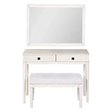 Vanity Desk With Large Mirror And Upholstered Stool White - Furniture Home Direct