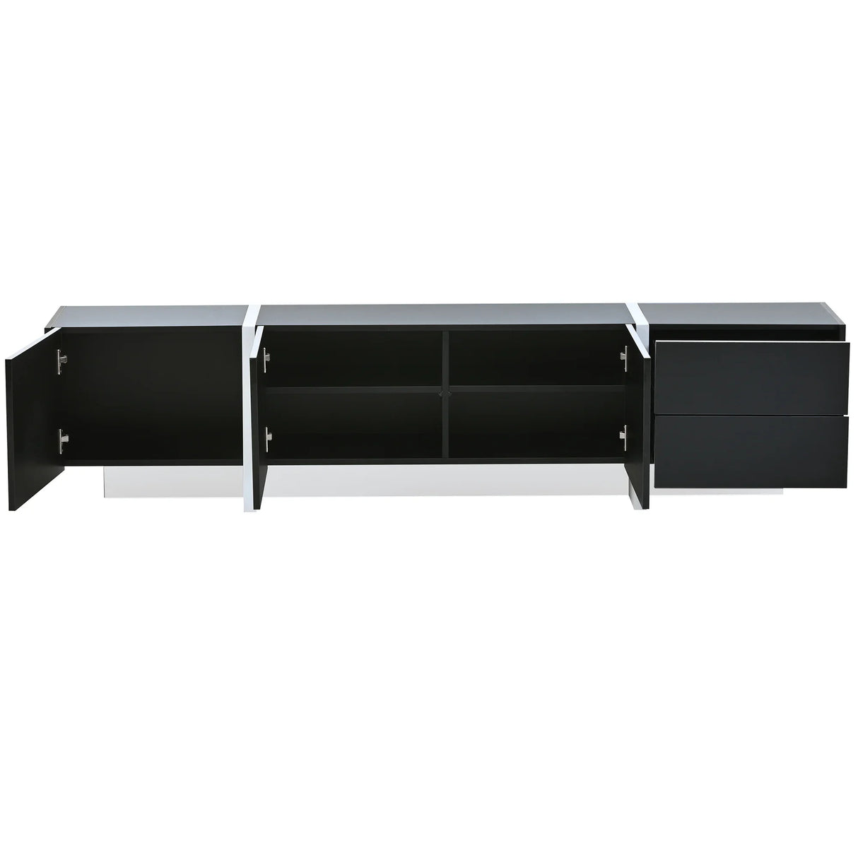 TV Stand High Gloss Console 74 Inch Length Modern Black - Furniture Home Direct