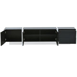 TV Stand High Gloss Console 74 Inch Length Modern Black - Furniture Home Direct