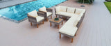 9 Piece Patio Rattan Furniture Set, Outdoor Conversation Set With Acacia Wood Legs And Tabletop, PE Rattan Sectional Sofa Set With Coffee Table, Washable Cushion - Furniture Home Direct