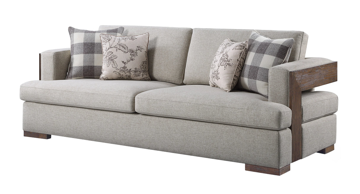Niamey - 3 Piece Living Room Set With Toss Pillows - Walnut - Furniture Home Direct