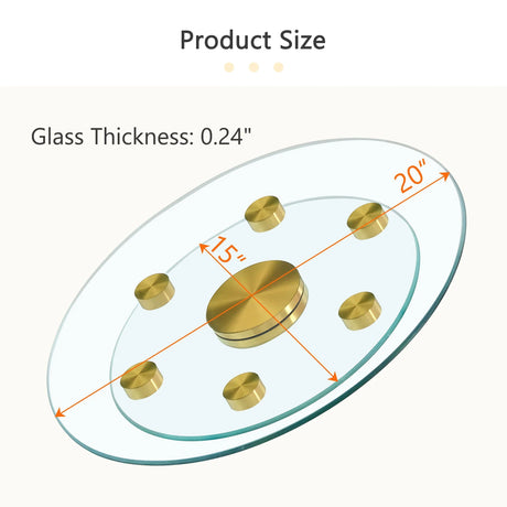 Double Layer Rotatable Round Glass Plate - Gold / Transparent - Furniture Home Direct