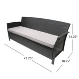 Thalassa - Outdoor 3 Seater Sofa With Water Resistant Cushion - Gray / Black