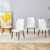 Dining Chairs Set of 4 Modern PU Upholstered Sleek White - Furniture Home Direct