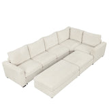 121.3" Modular Sleeper Sectional - Beige - Furniture Home Direct